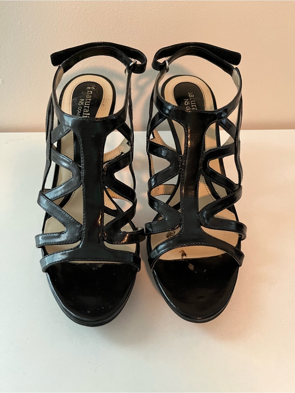 Naturalizer Black Patent Strappy High Heel Sandals